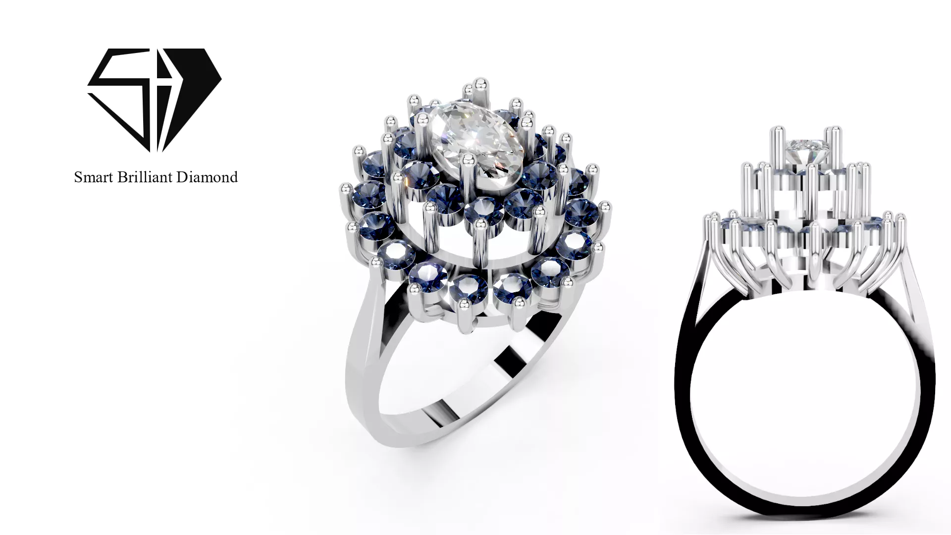 Royal Sapphire Diamond Ring Luxury Women Gold Jewelry jr00460 3D print model