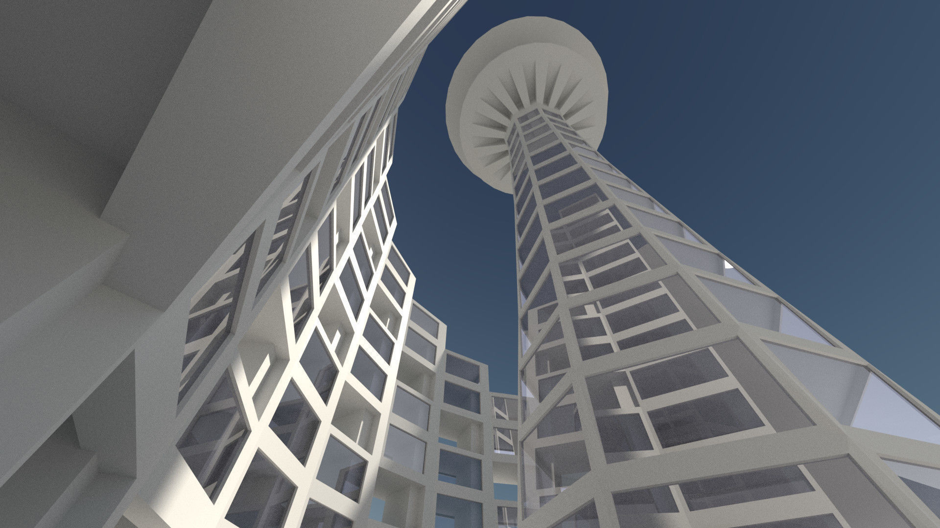 Multi purpose building Low-poly 3D model_7