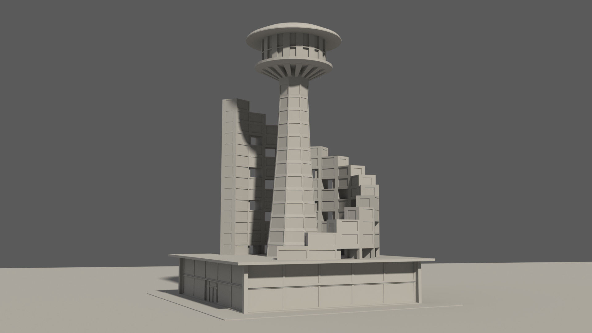 Multi purpose building Low-poly 3D model_4