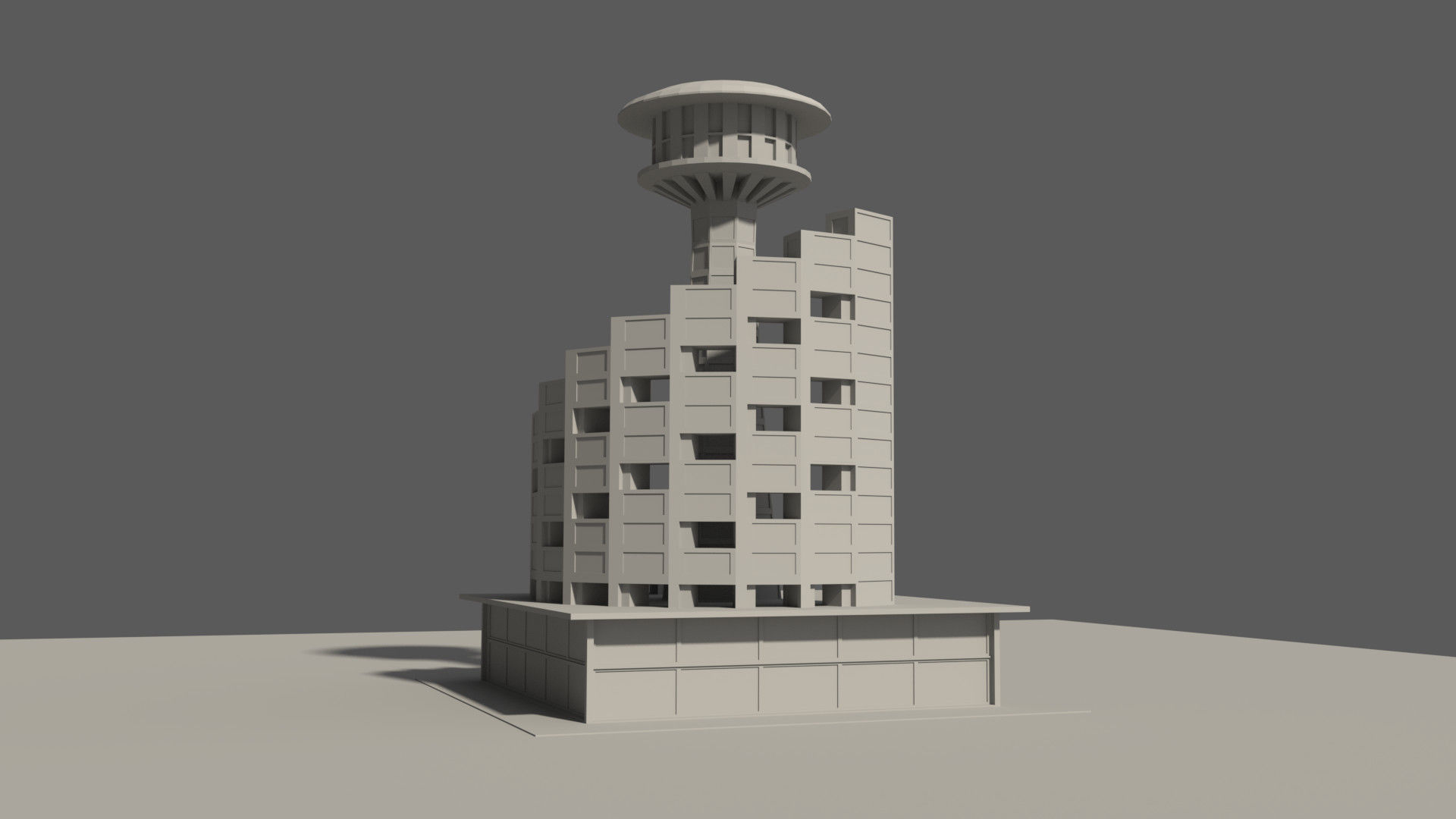 Multi purpose building Low-poly 3D model_5