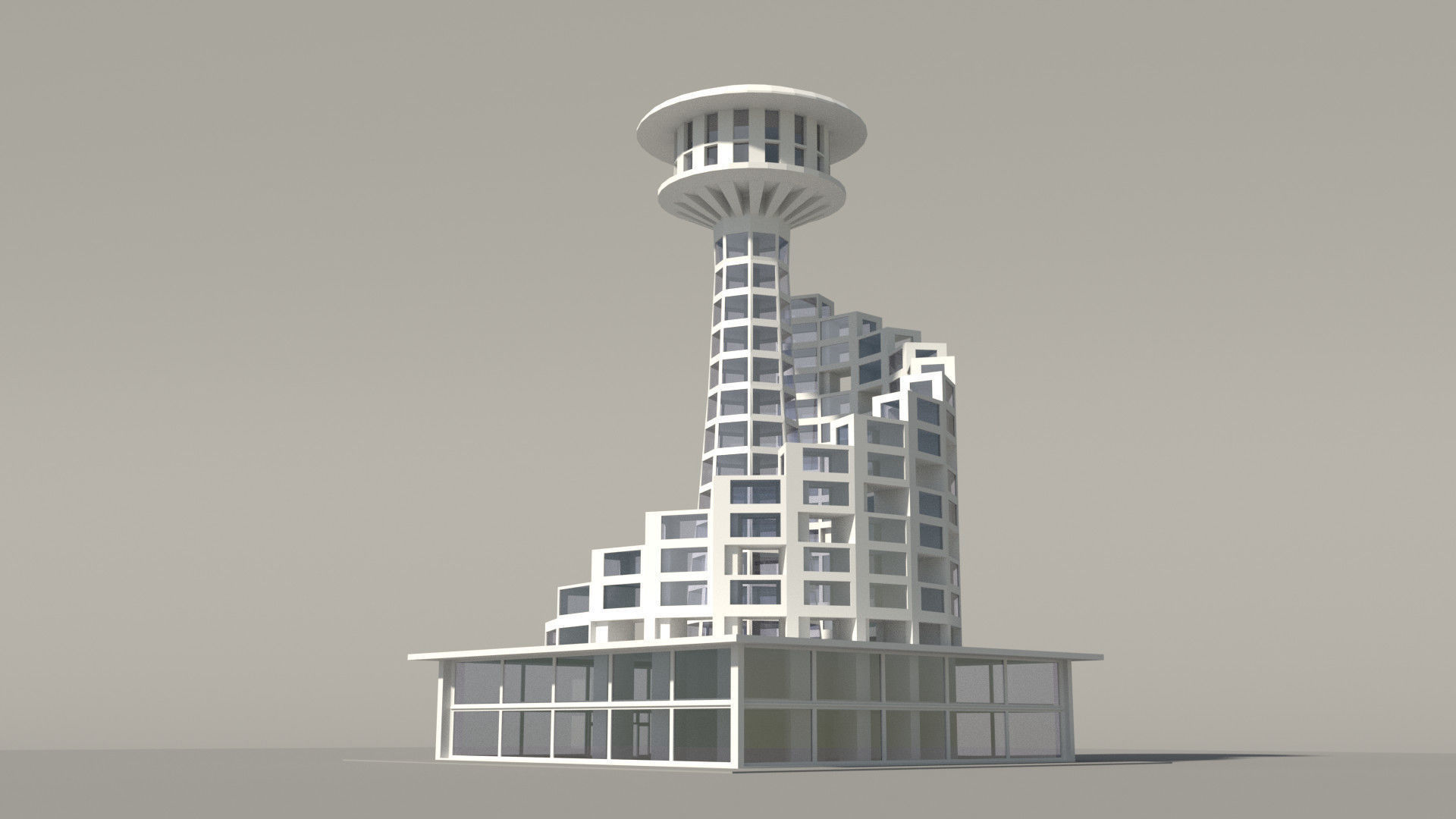 Multi purpose building Low-poly 3D model_3
