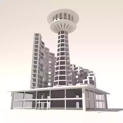 Multi purpose building Low-poly 3D model  Multi purpose building Low-poly 3D model