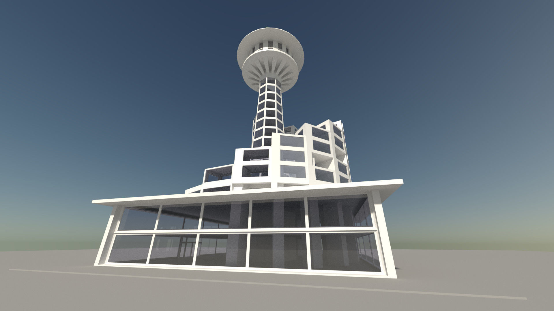 Multi purpose building Low-poly 3D model_6