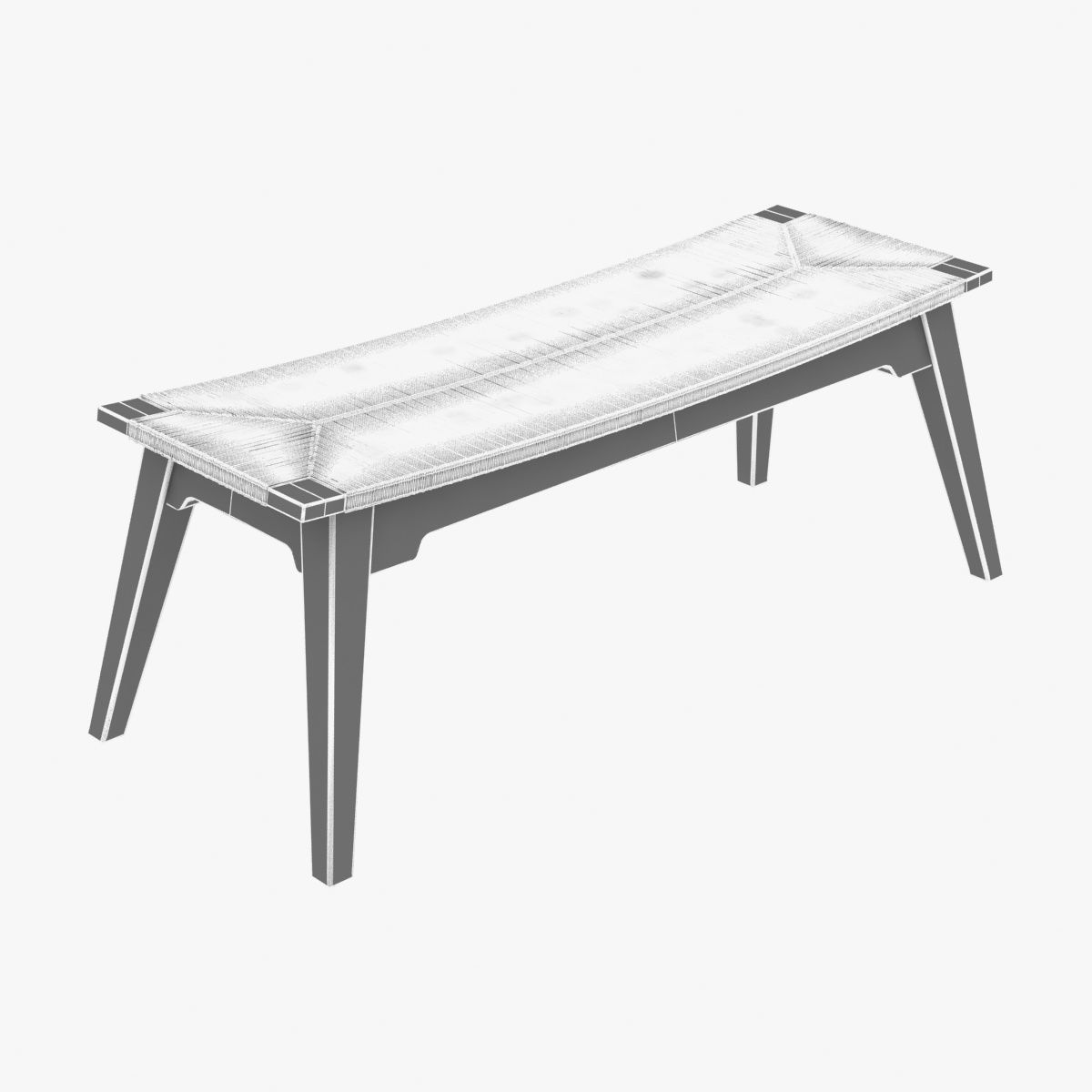 Bed curved bench 3D model_6