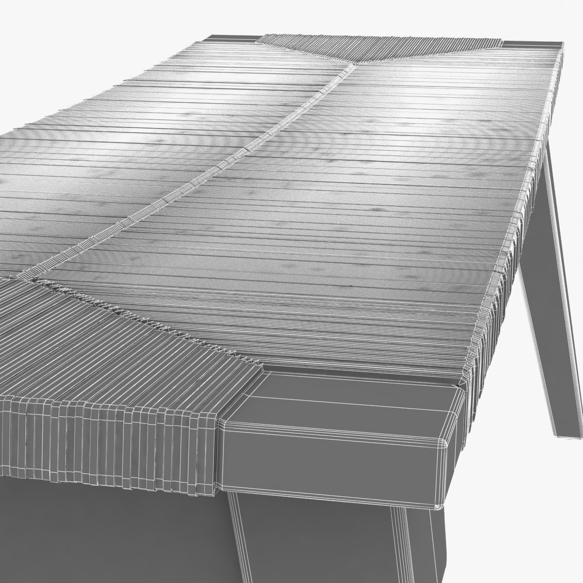 Bed curved bench 3D model_7