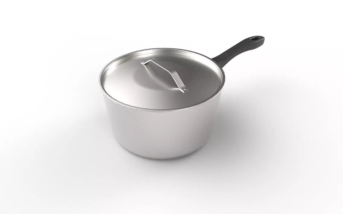 Stainless Steel Saucepan M01 Low-poly 3D model