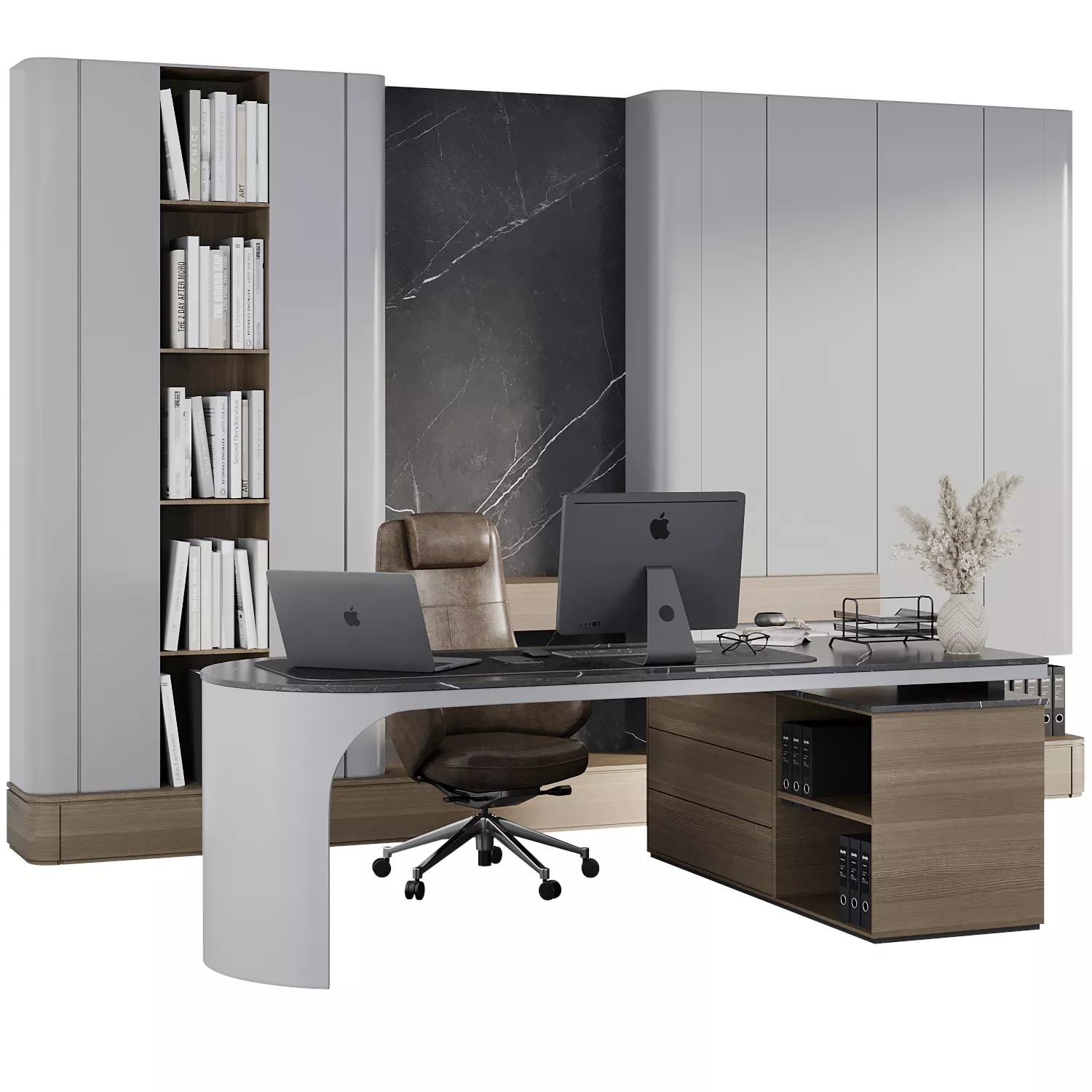 Modern Executive Boss Desk Office Furniture Set 18 3D model