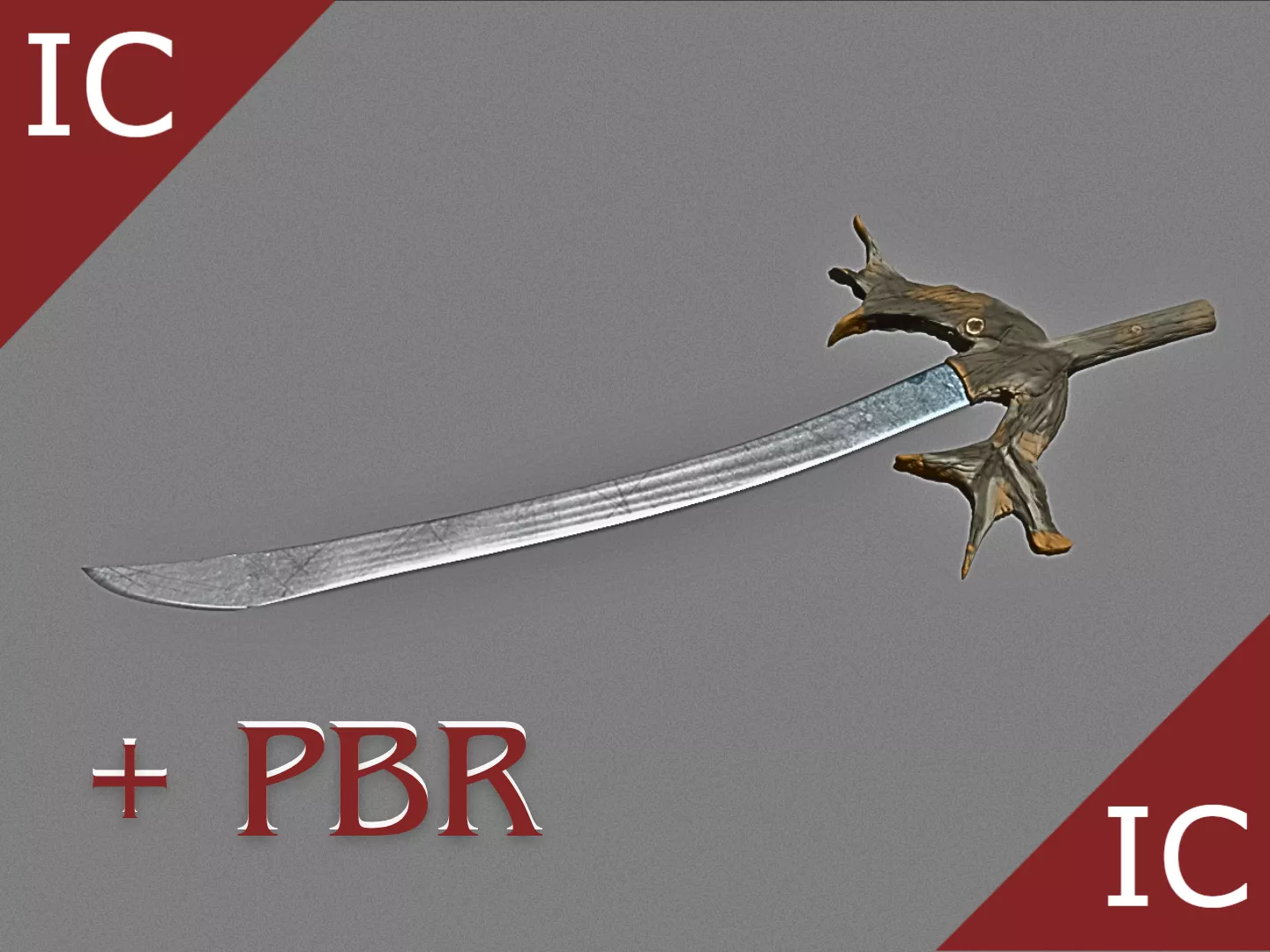 Forest Jungle Sword Viking Weapon Low-poly 3D model