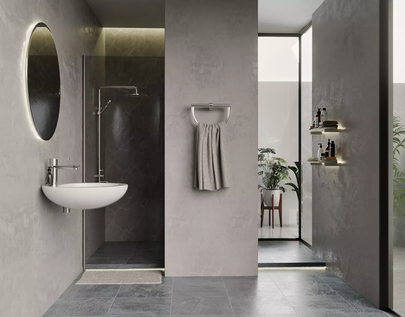 Modern Luxury Realistic Bathroom Interior 3D model