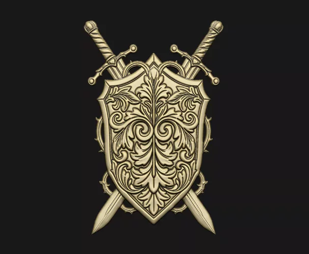 shield swords coat-of-arms heraldry crest crossed-swords