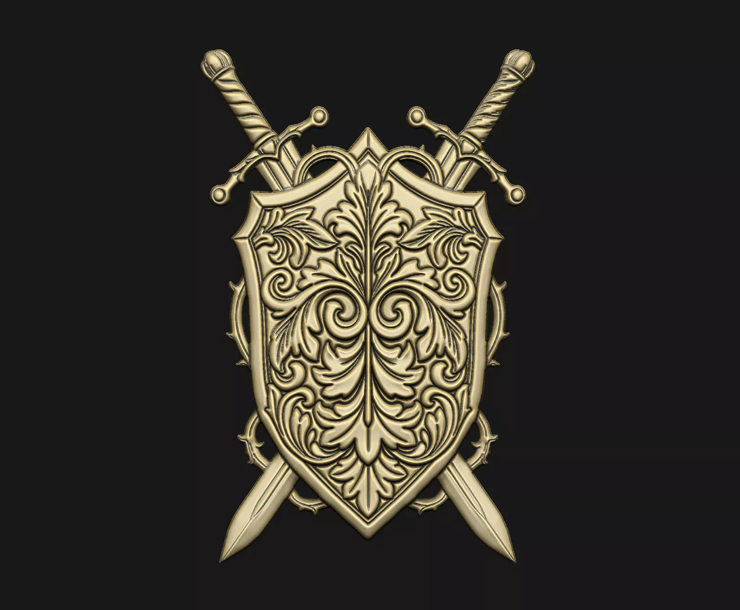 shield swords coat-of-arms heraldry crest crossed-swords 3D print model