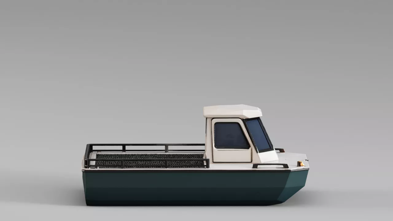 S00456 Compact Electric Canal Lock Inspection Catamaran 3D model