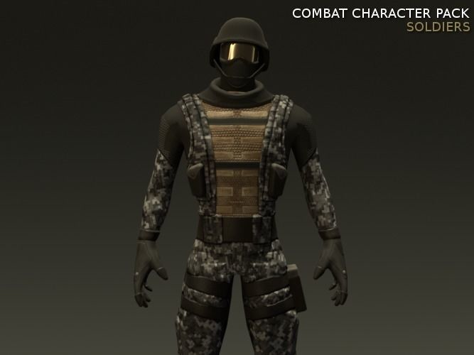 Combat Character Pack 1 Soldiers Low-poly 3D model