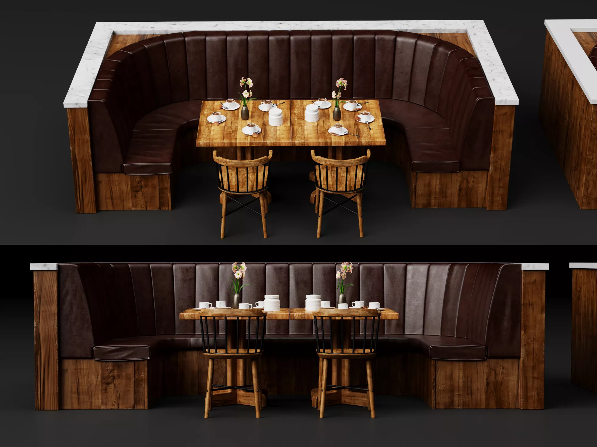 Restaurant Booth Seating Set 3D model