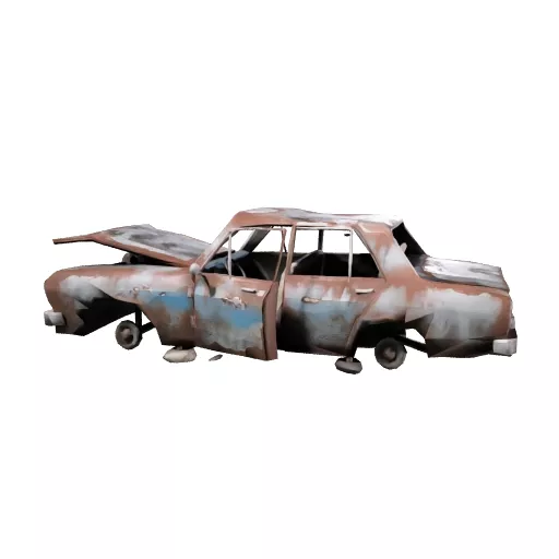 Low Poly Apocalyptic Wrecked Car 3D model