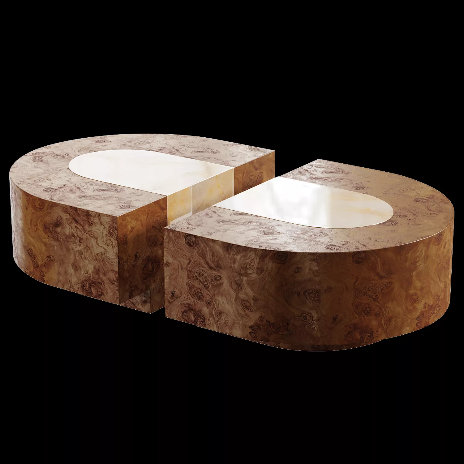 Baci Capsule Burl Wood and White Onyx 3D model