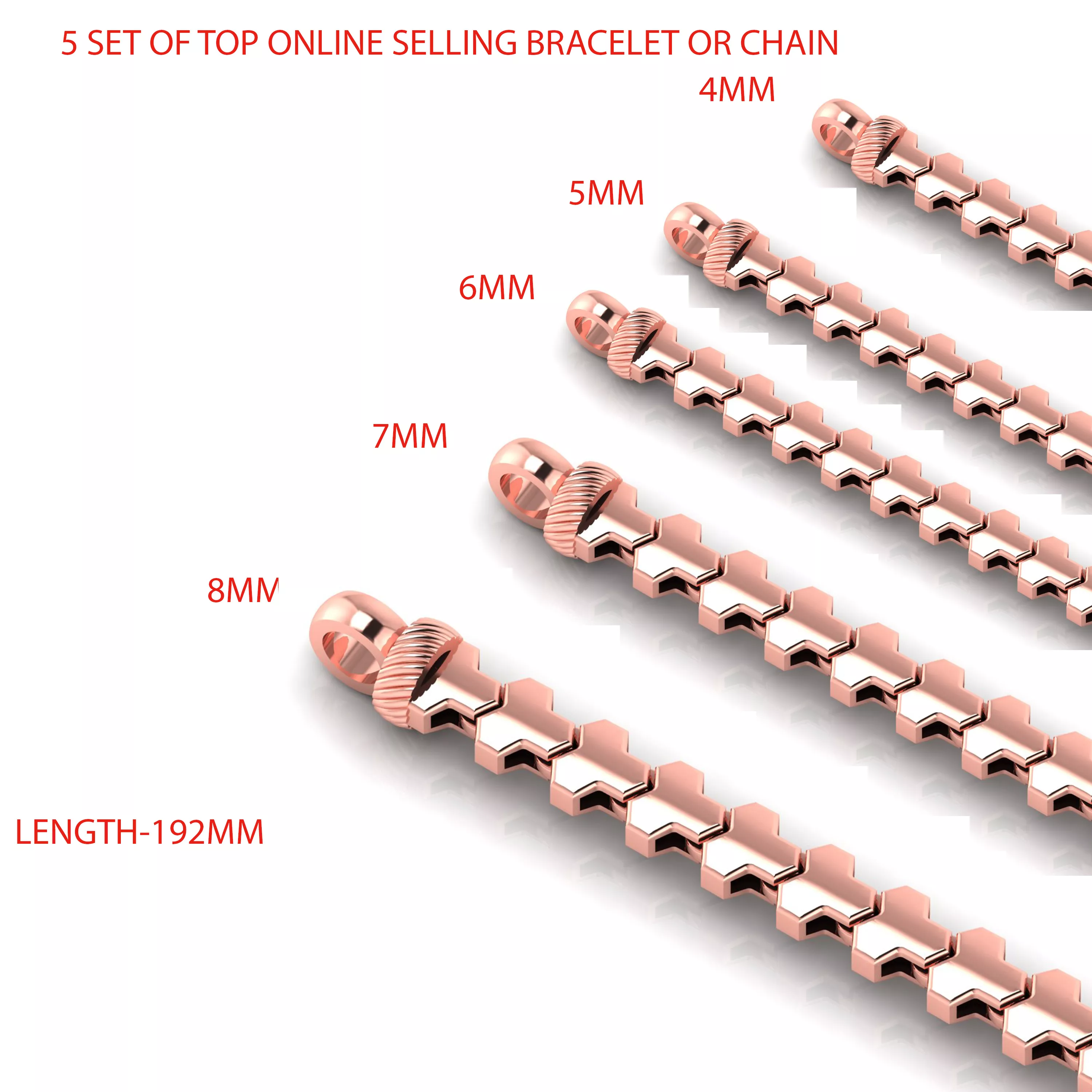 5 SET TOP ONLINE SELLING BRACELET OR CHAIN 3D MODEL SINGLE ROW 3D print model