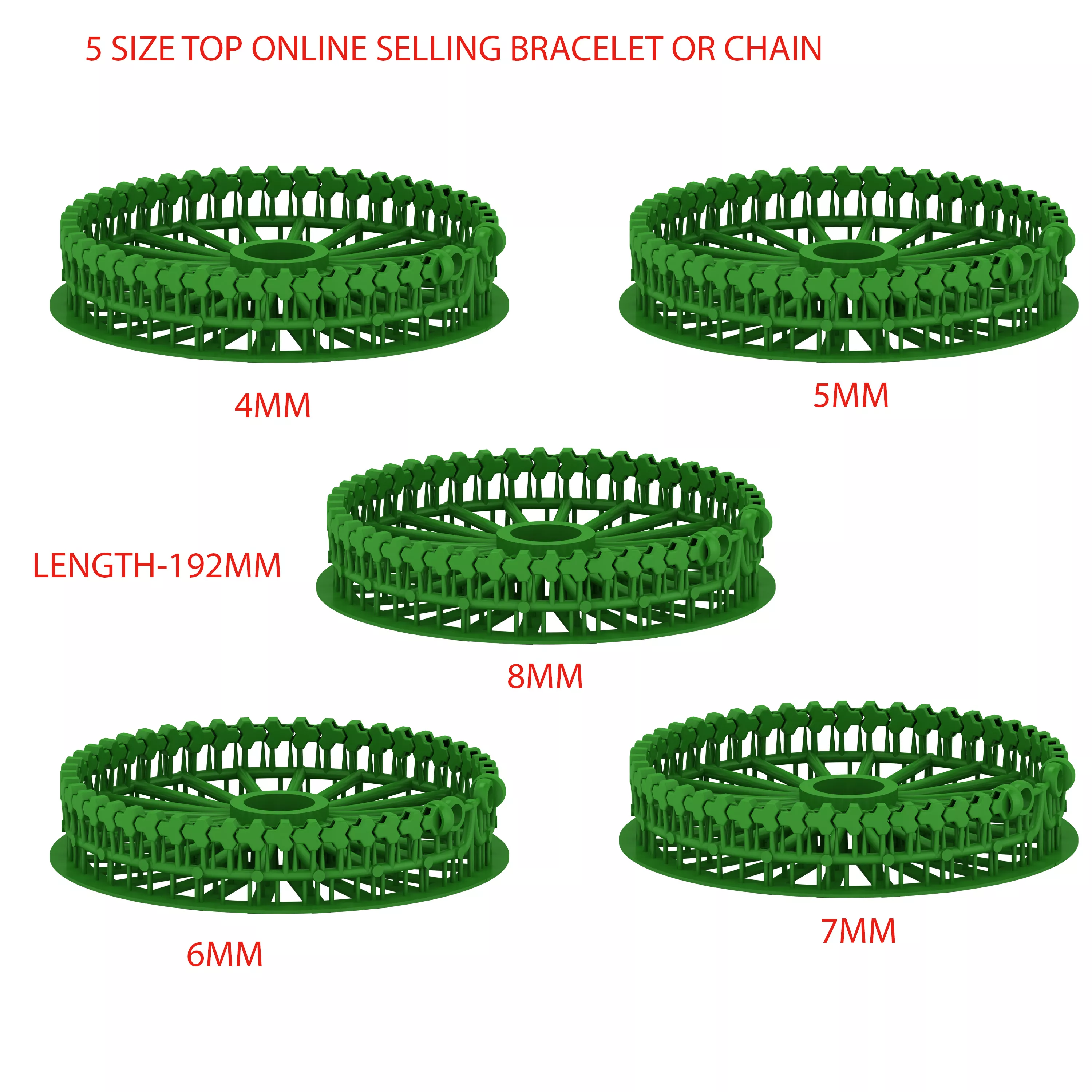 5 SET OF SPIRAL TOP ONLINE SELLING BRACELET 3D MODEL SINGLE ROW 3D print model