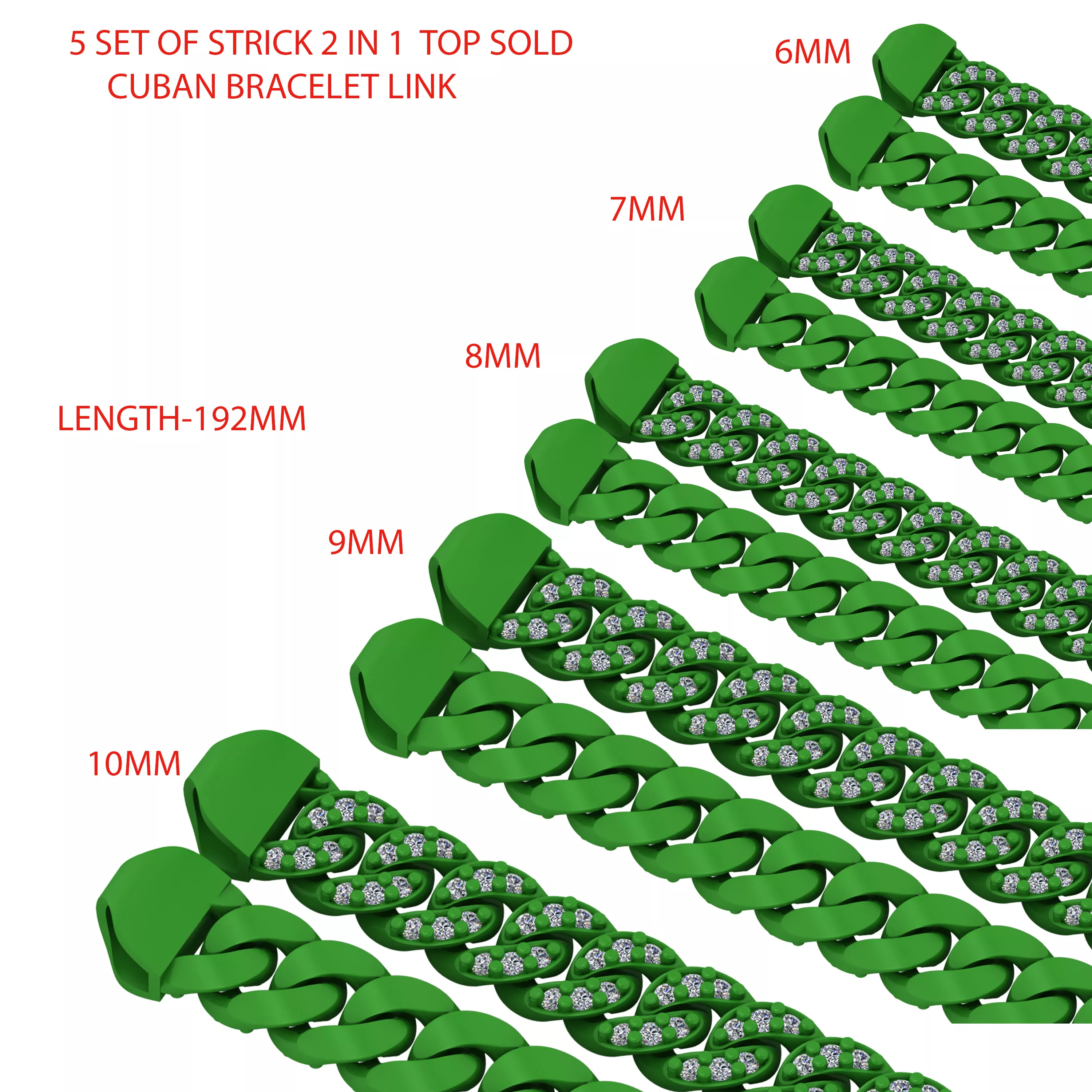5 SIZE STRICK MIAMI CUBAN LINK FOR BRACELET OR NECKLACE 3D print model