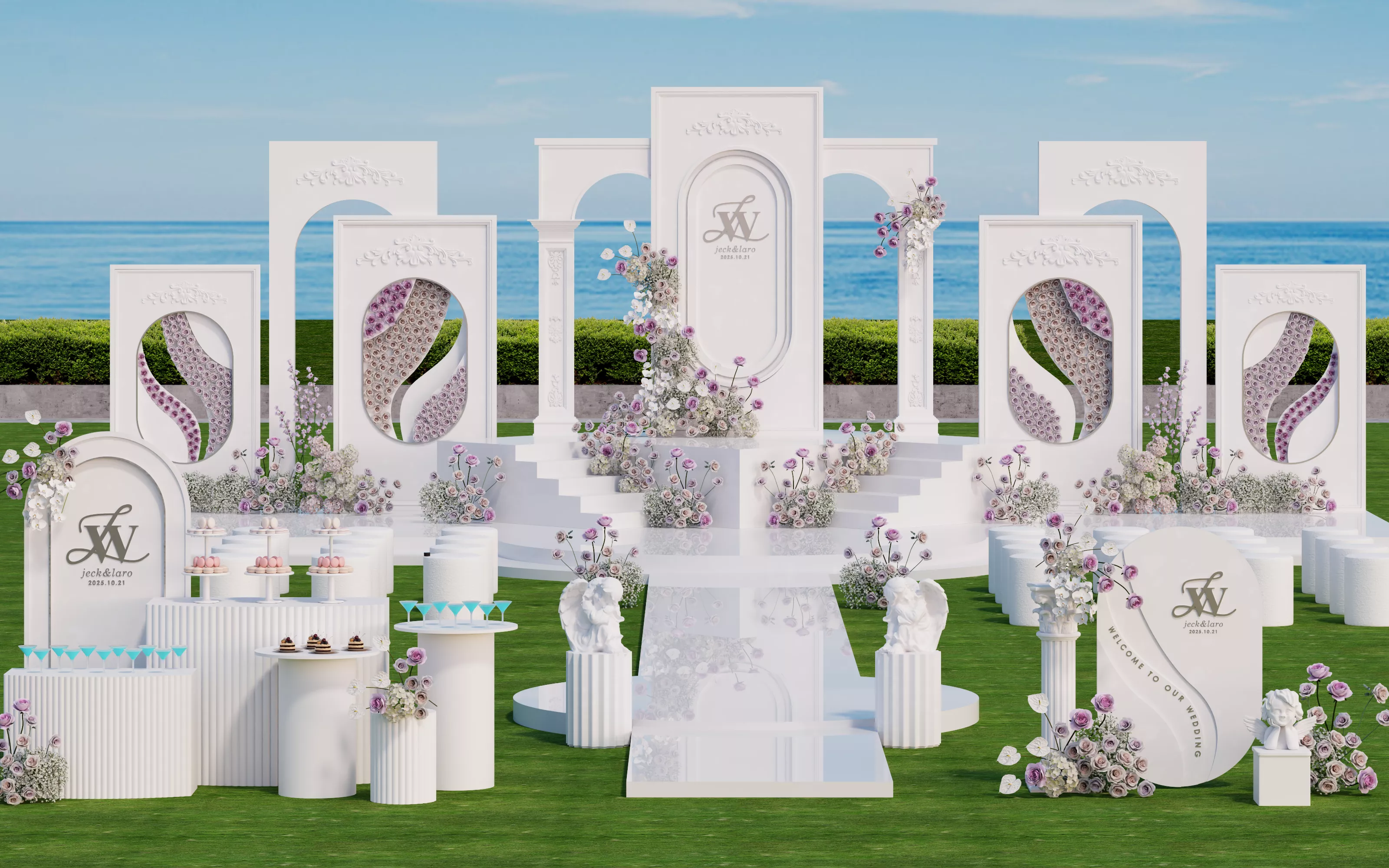 Modern lawn wedding beauty 02 3D model