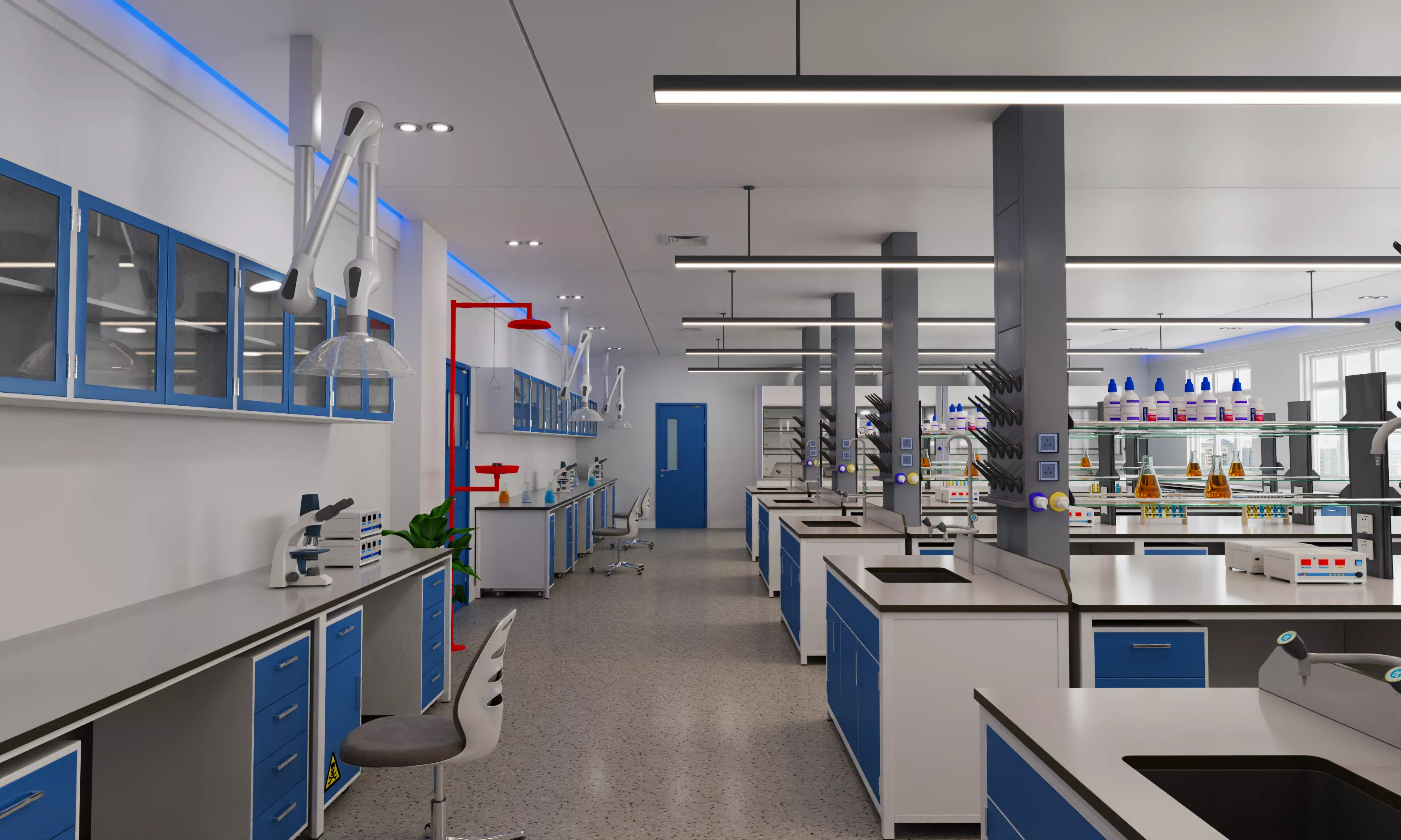 Laboratory with tables and chairs 15 3D model