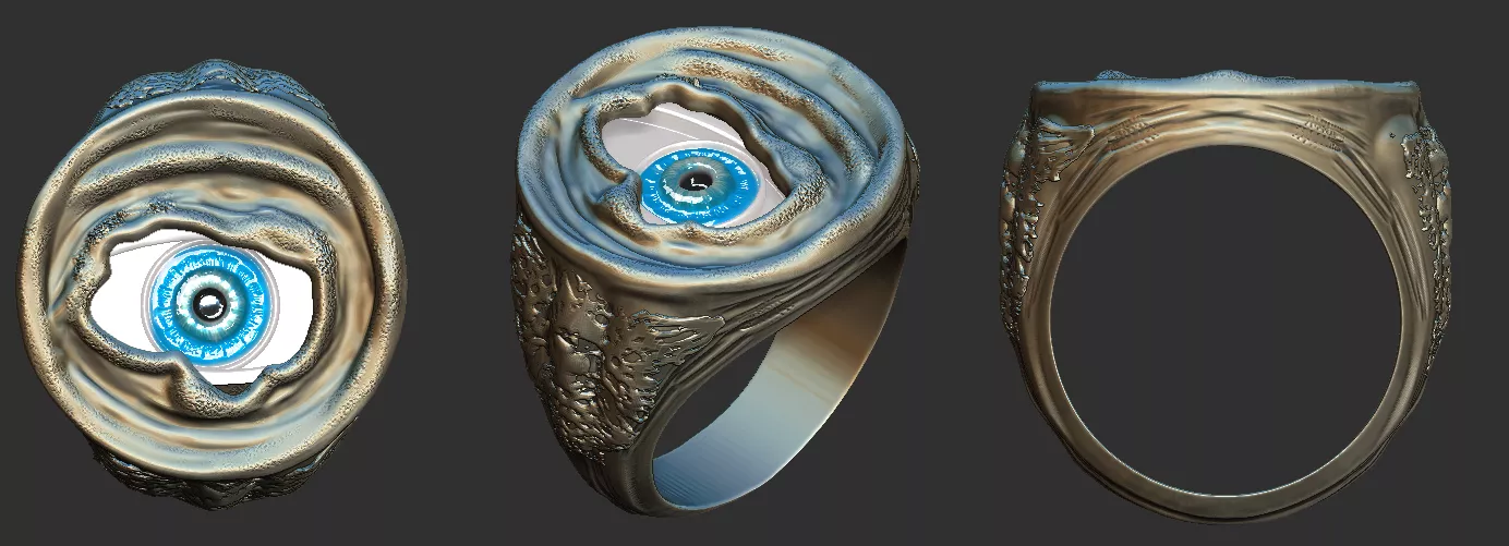 Evil Eye Gothic Signet Ring Free 3D model