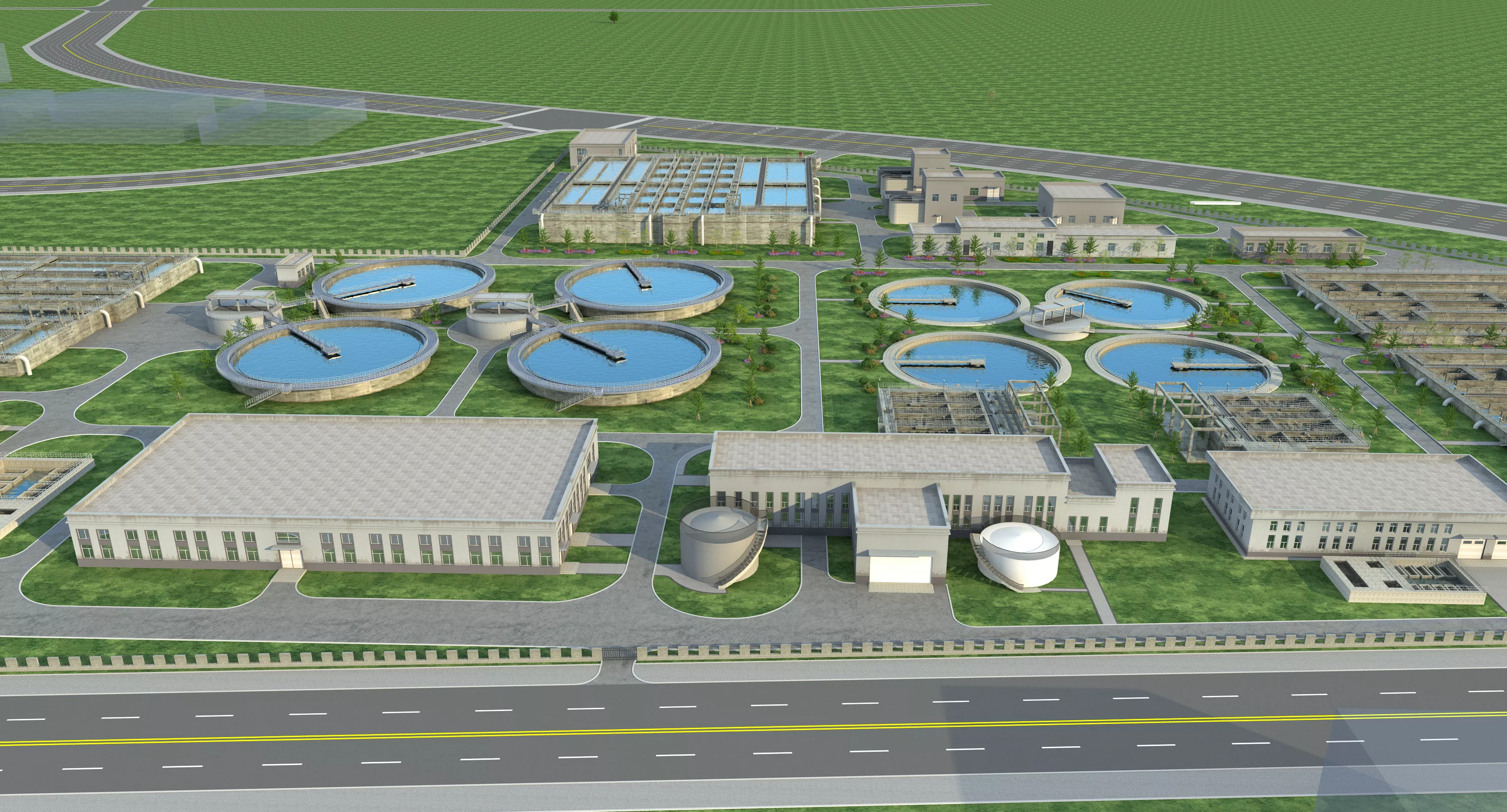 Water treatment plant-Water and Sewage Treatment Plants 3D model