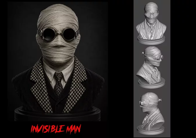 Classic Universal Monsters The Invisible Man Bust 3D print 