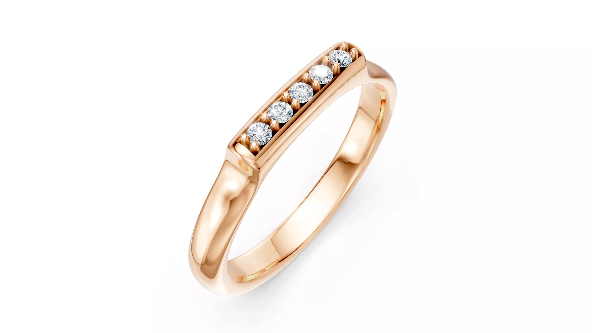 Five-Stone Bar Ring - Ready for printable - 3D Model Free 3D print model