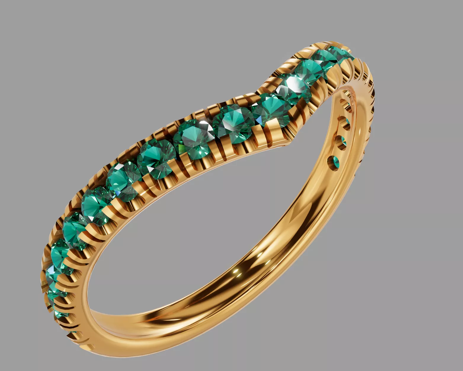 V-Shaped Chevron Channel-Set Ring 3D print model