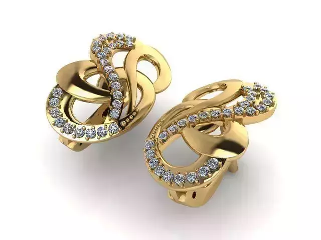 Earrings pair of gold with diamonds