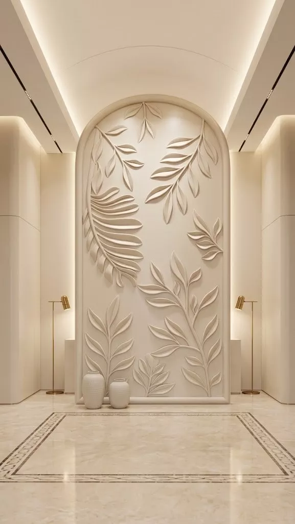 Botanical Arched Leaf Wall Panel Relief STL MAX RLF OBJ 3D model