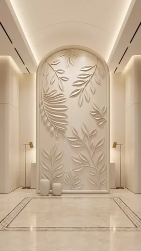 Botanical Arched Leaf Wall Panel Relief STL MAX RLF OBJ