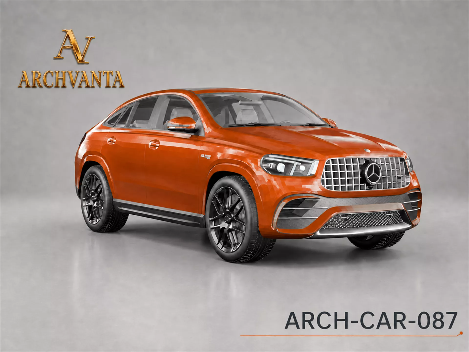 Copper Orange Luxury Coupe SUV - High Detail 3D Model 3D model