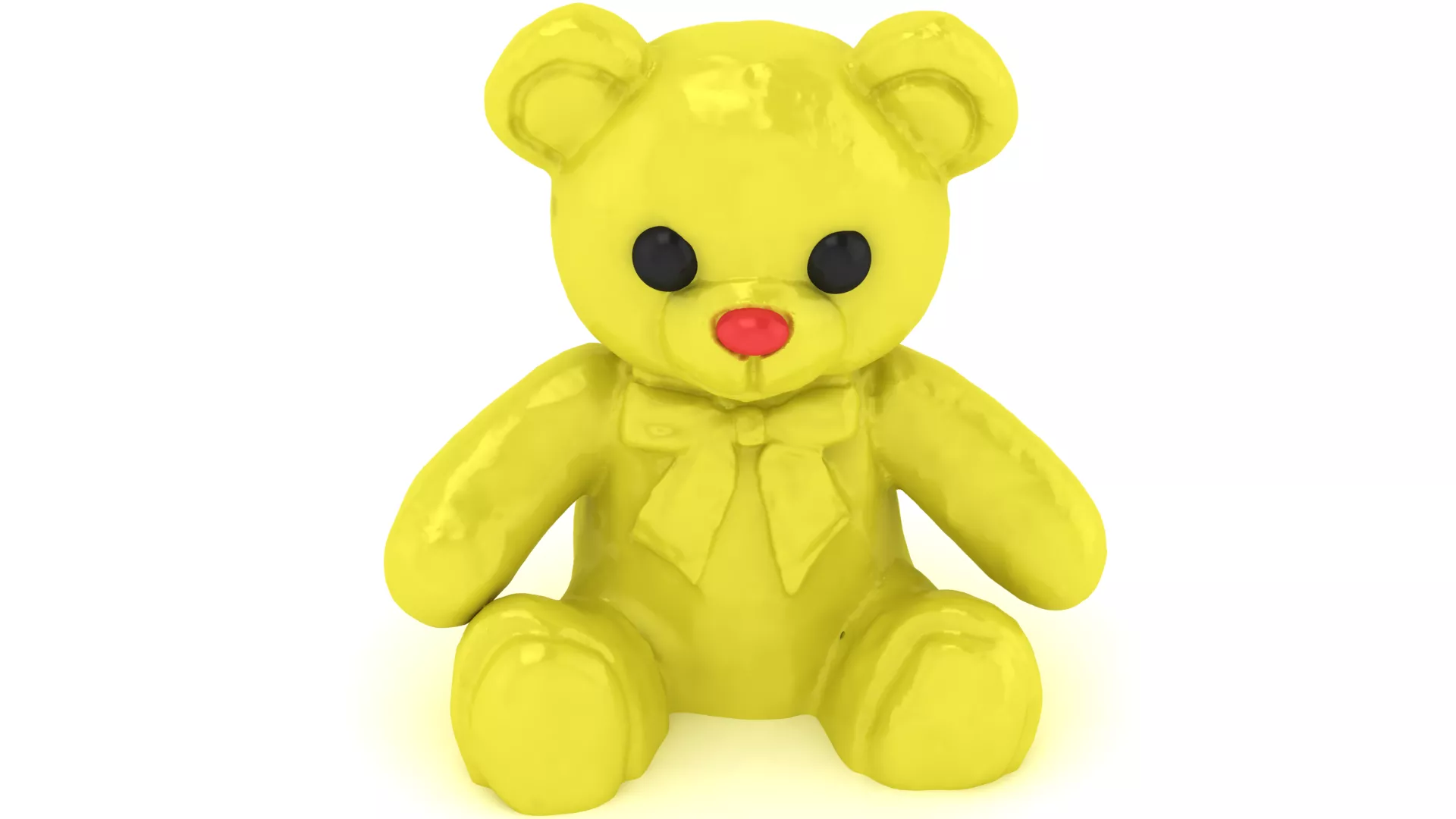 Cute Yellow Teddy Bear Toy with Bow 3D print model