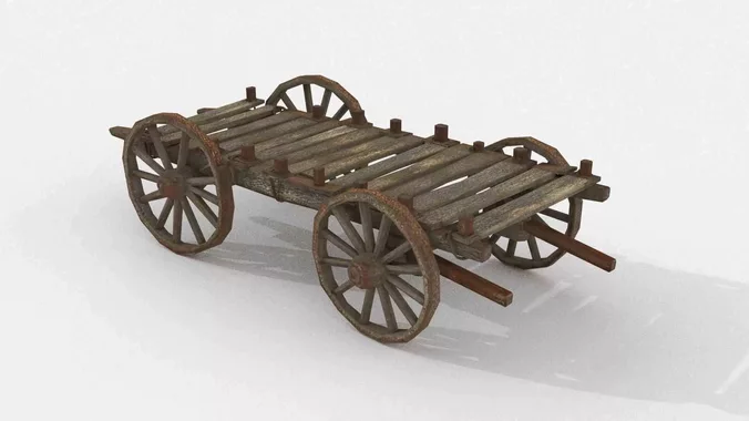 Medieval wooden cargo wagon