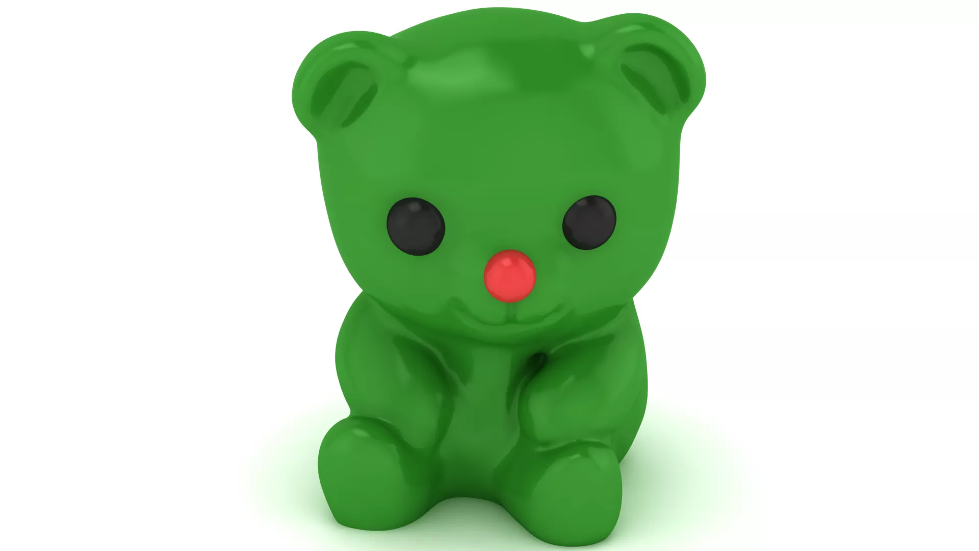 Cute Green Teddy Bear with Red Nose 3D print model