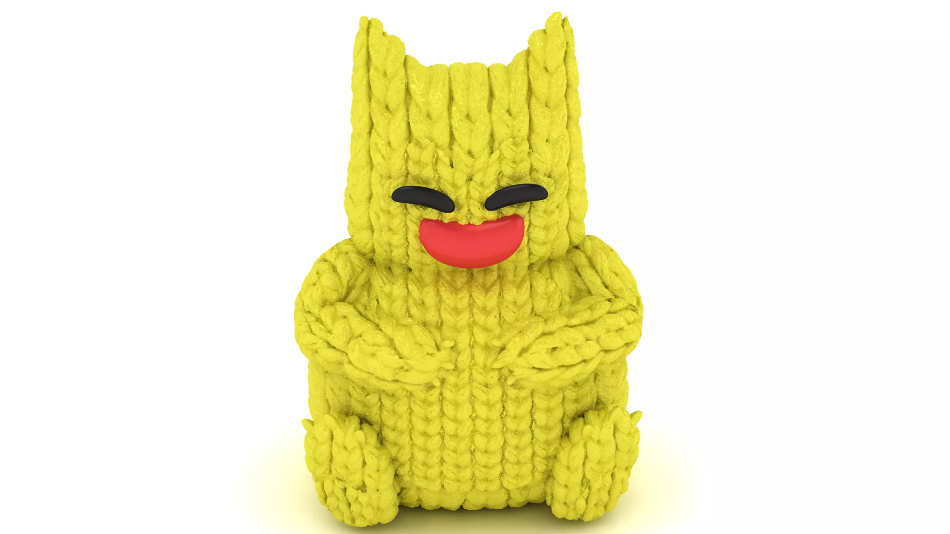 Funny Yellow Knitted Monster Plush Toy 3D print model