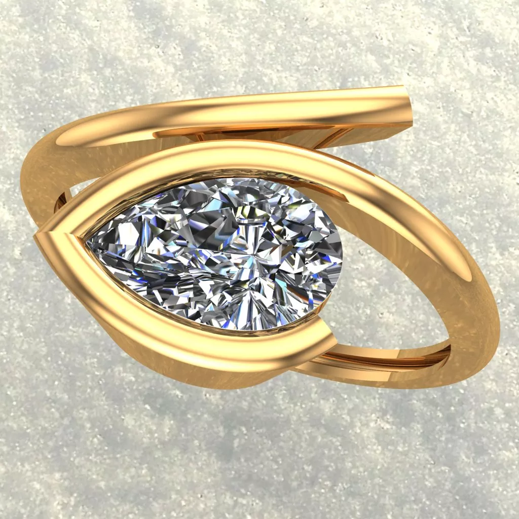 Pear Diamond Ring Free 3D print model