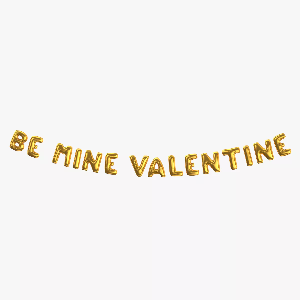 Foil Balloon Words BE MINE VALENTINE Gold 3D model