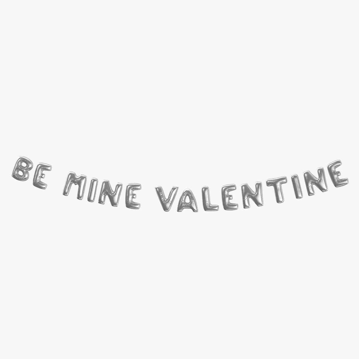 Foil Balloon Words BE MINE VALENTINE Silver 3D model