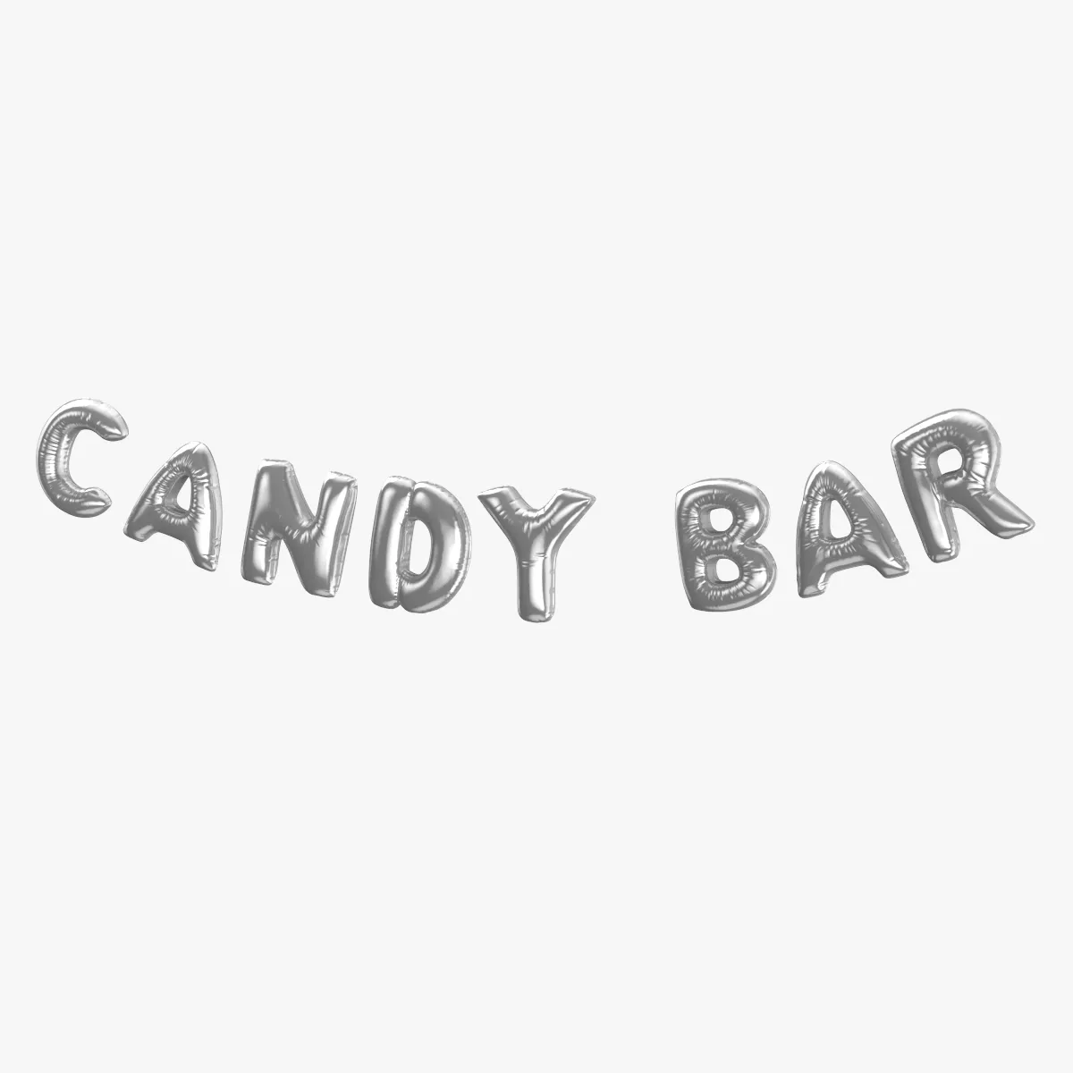 Foil Balloon Words Candy Bar Silver 3D model