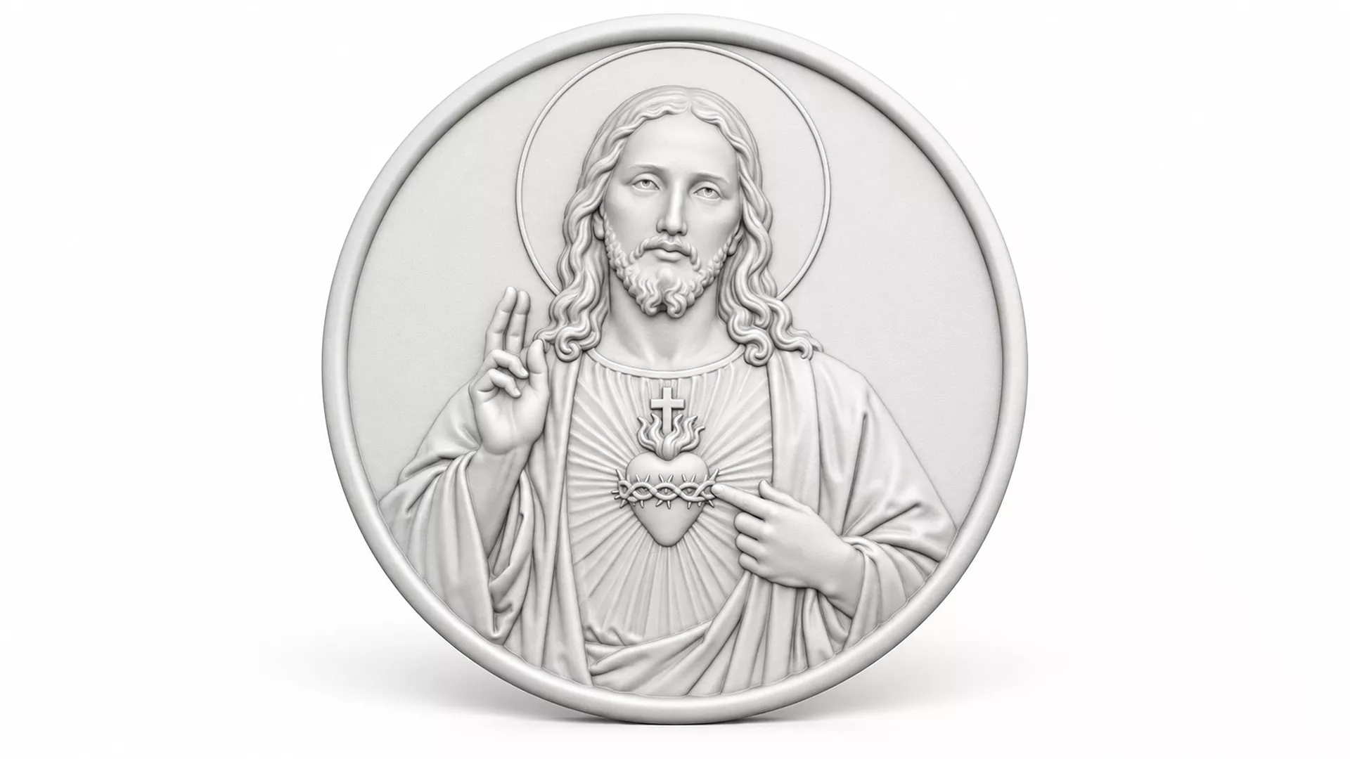 Sacred Heart of Jesus Pendant Medallion STL OBJ FBX GLTF 3D print model