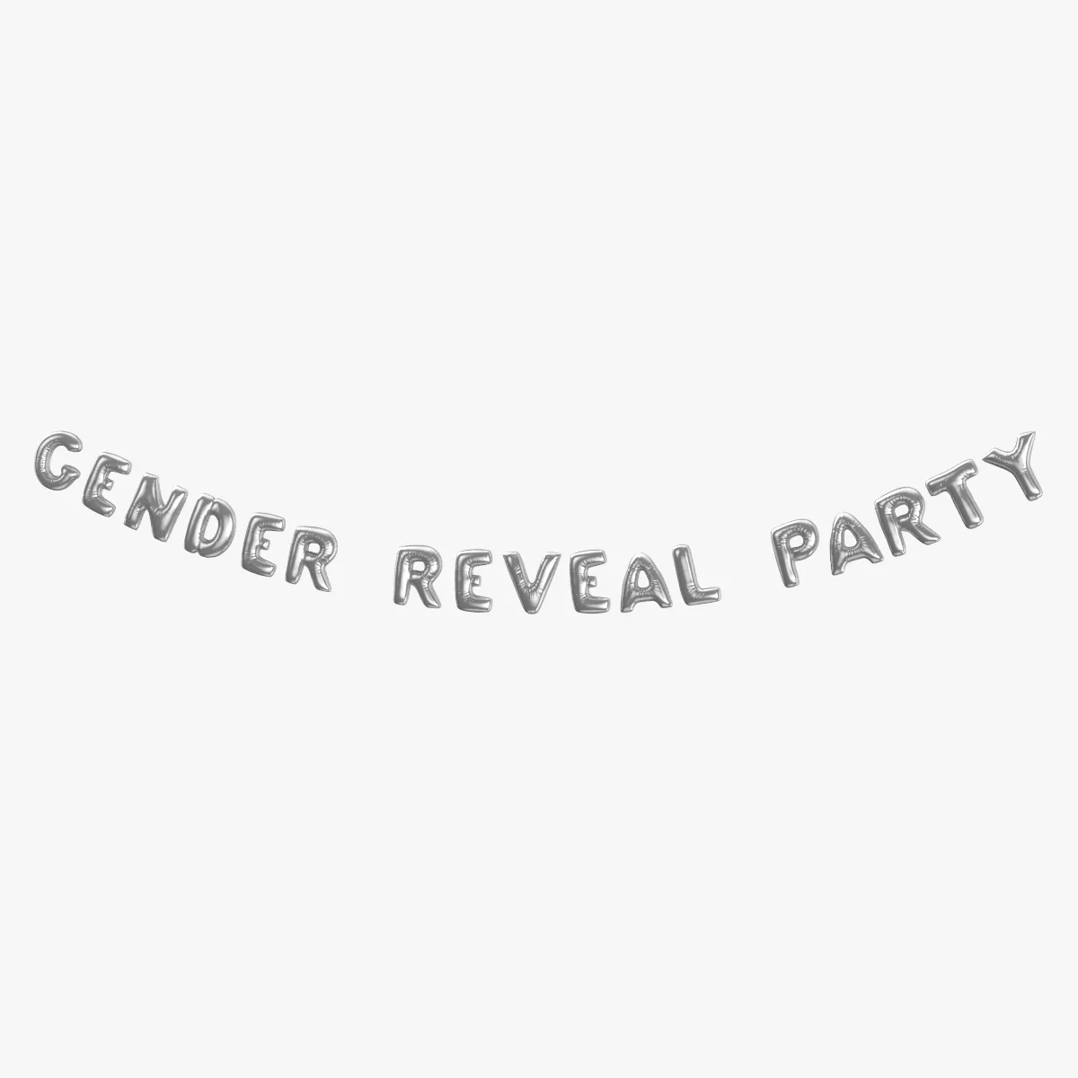 Foil Balloon Words Gender Reveal Party Silver 3D model