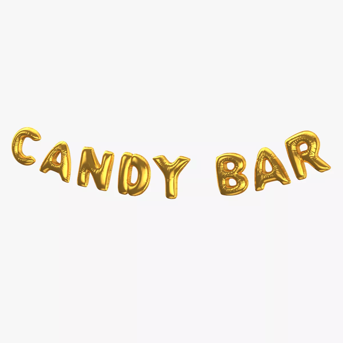 Foil Baloon Words Candy Bar Gold 1 3D model