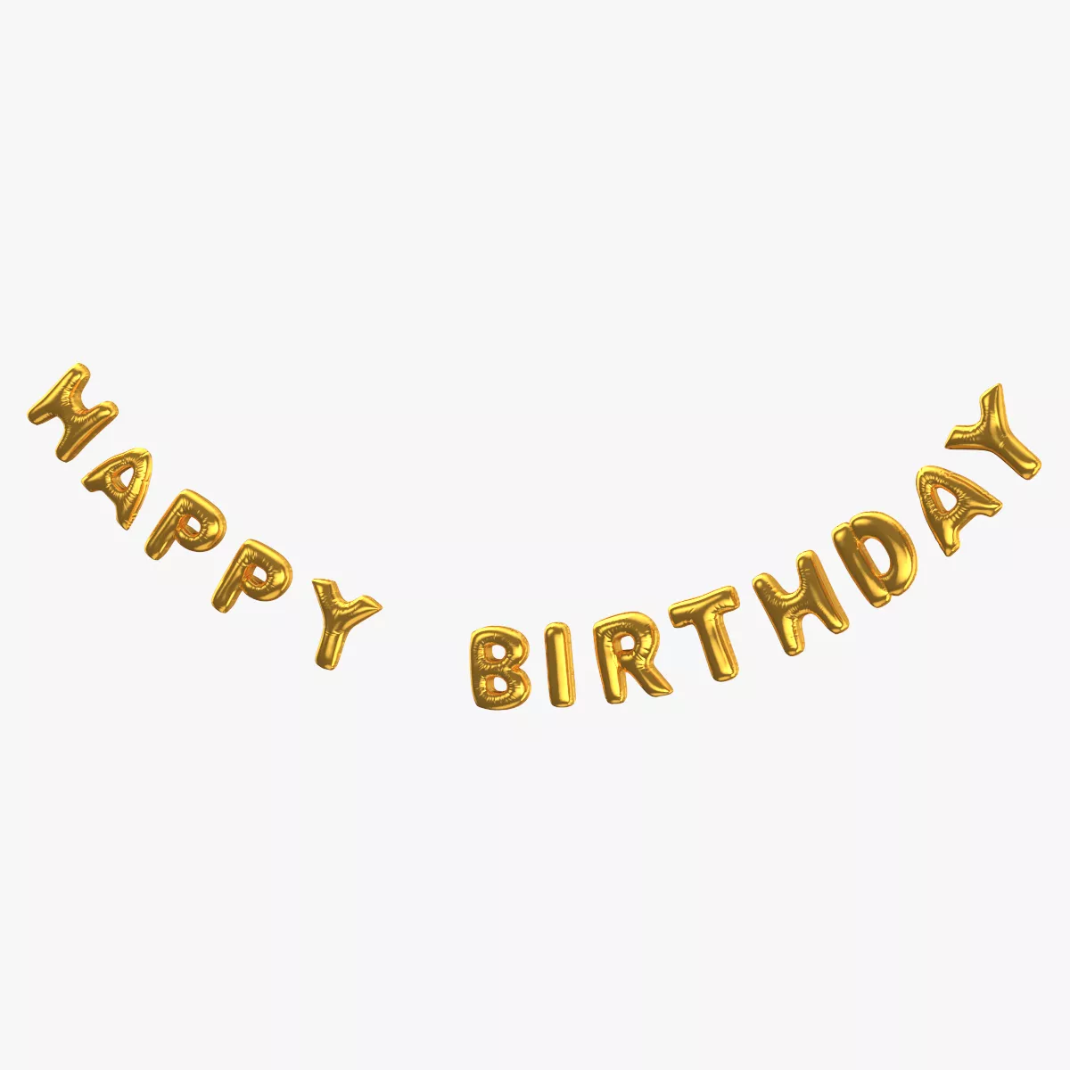 Foil Balloon Words Happy Birthday Gold 3D model
