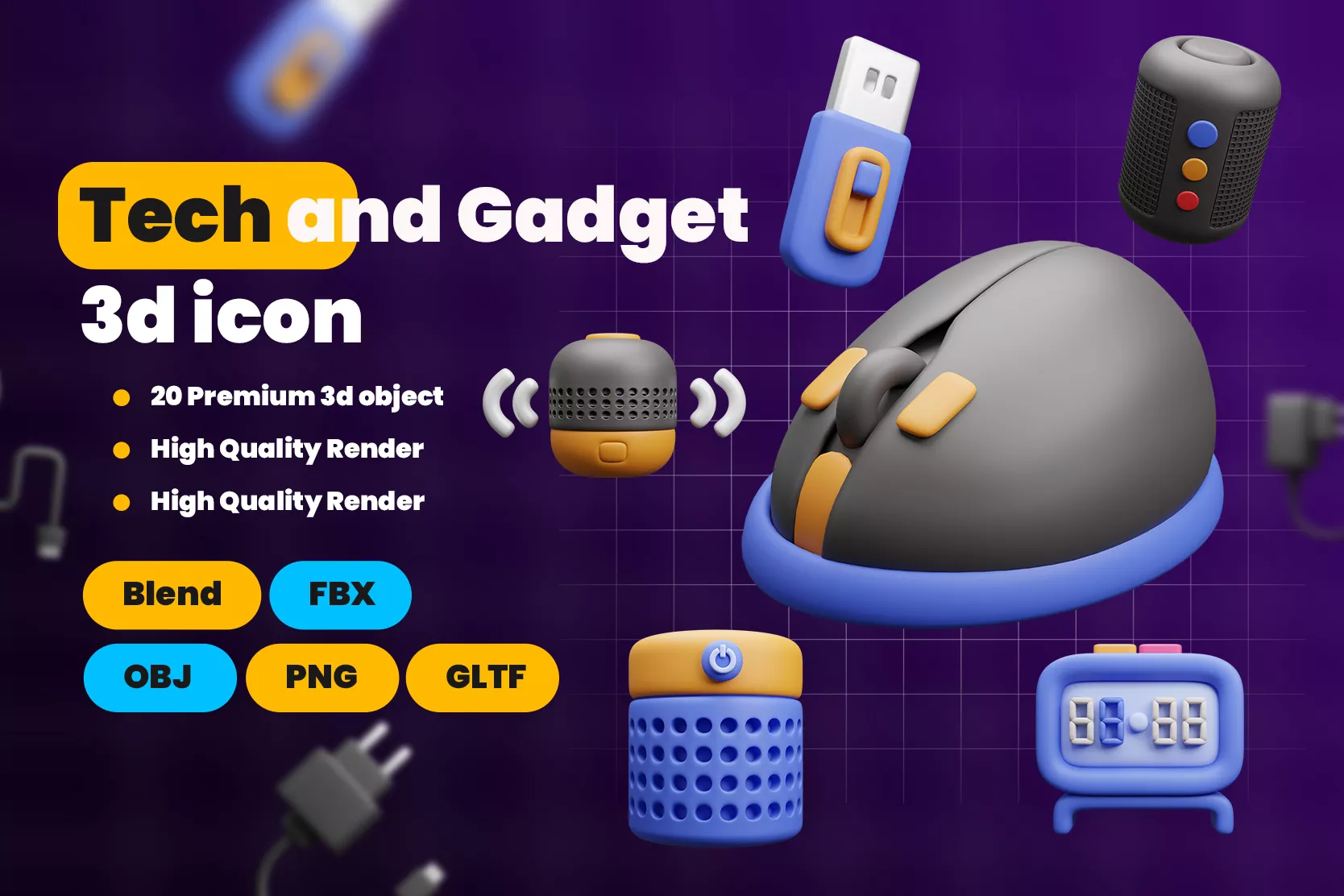 Tech and Gadget 3D UI Icon Pack 3D model