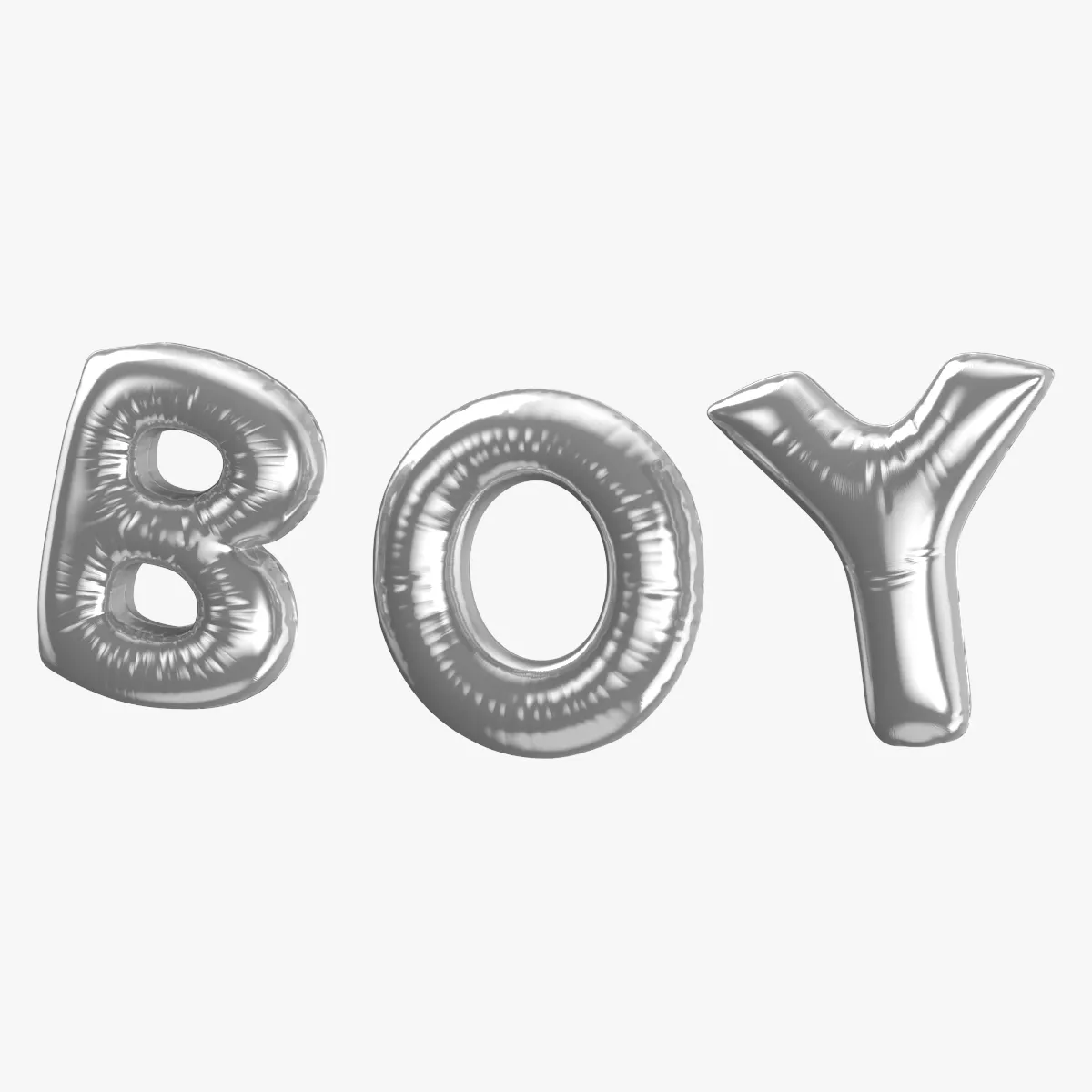 Foil Balloon Words Boy Silver 3D model