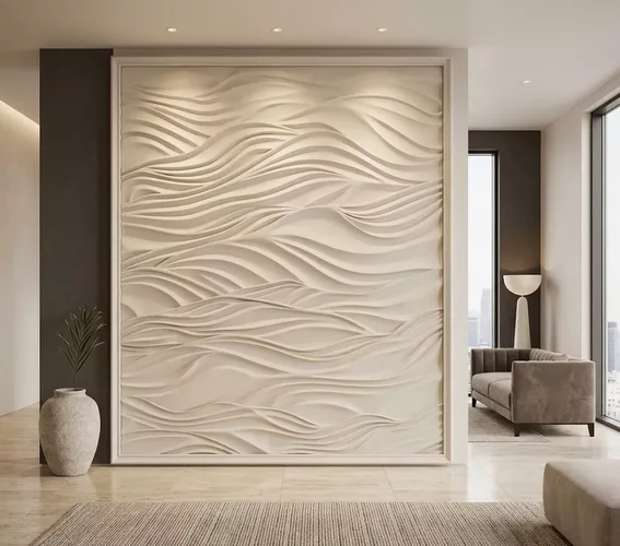 Parametric Fluid Wave Wall Panel Relief STL MAX RLF OBJ