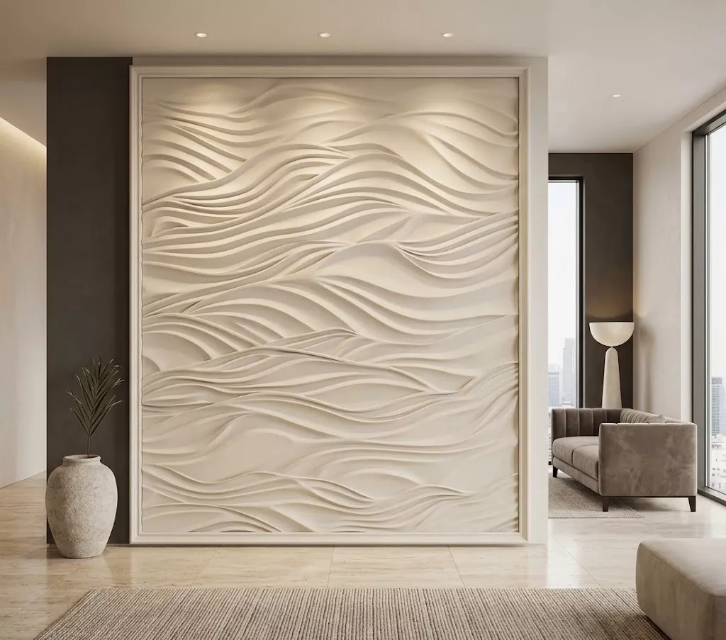 Parametric Fluid Wave Wall Panel Relief STL MAX RLF OBJ 3D model